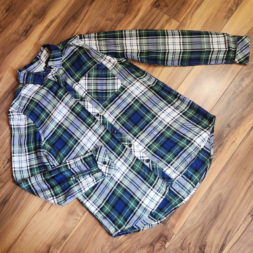 beachlunchlounge Charley Tartan Long Sleeve Flannel Button Down Size S
